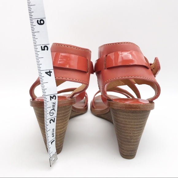 Coach Prue Patent Orange Wedge Sandals‎ Size 5 - Picture 7 of 11